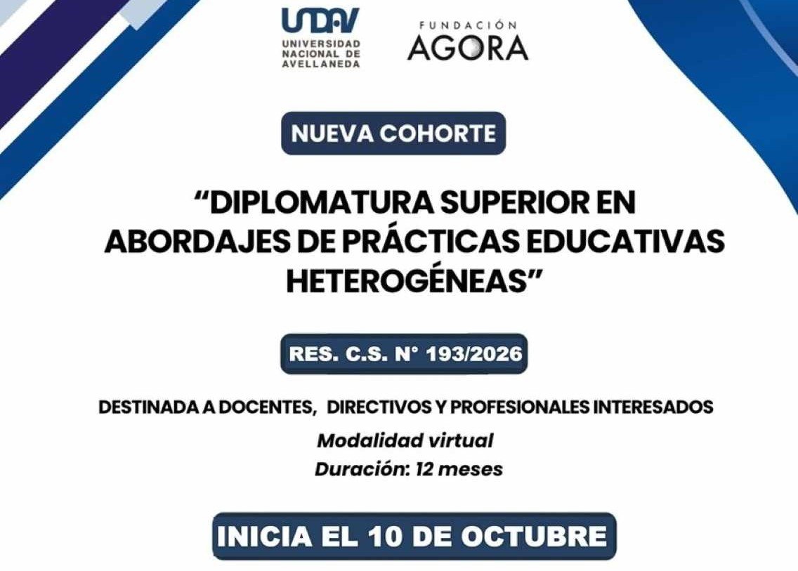 ABIERTA LA INSCRIPCIÓN: NUEVA COHORTE DE LA «DIPLOMATURA SUPERIOR EN ABORDAJES DE PRÁCTICAS EDUCATIVAS HETEROGÉNEAS»